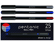 TOPS PENTONIC Fine Point Ballpoint Pens, 0.7 mm, Assorted Ink Colors, Black Barrel, 25/Pack (PNT12126)