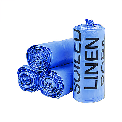 Inteplast Group Institutional Low-Density Can Liners, Soiled Linen, 30 gal, 1 mil, 30" x 43", Blue, 200/Carton (IBSBR3043XHVB)
