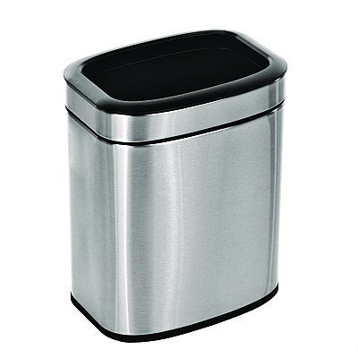 Alpine Stainless Steel Rectangular Liner Open Top Trash Can, 2.6 gal, Brushed Stainless Steel (ALHALP47010L)