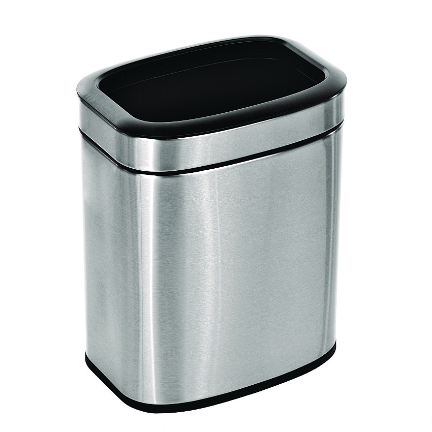 Alpine Stainless Steel Rectangular Liner Open Top Trash Can, 2.6 gal, Brushed Stainless Steel (ALHALP47010L)