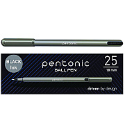 TOPS PENTONIC Medium Point Ballpoint Pen, 1 mm, Black Ink, Charcoal Barrel, 25/Pack (PNT12128)