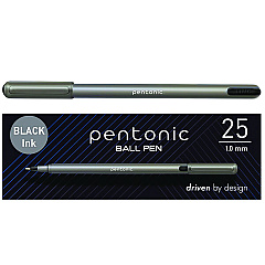 TOPS PENTONIC Medium Point Ballpoint Pen, 1 mm, Black Ink, Charcoal Barrel, 25/Pack (PNT12128)