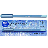 TOPS PENTONIC Frost Pen, Stick, Fine 0.7 mm, Blue Ink, Frosted Blue Barrel, 10/Pack (PNT13085)