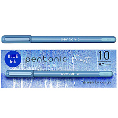 TOPS PENTONIC Frost Pen, Stick, Fine 0.7 mm, Blue Ink, Frosted Blue Barrel, 10/Pack (PNT13085)