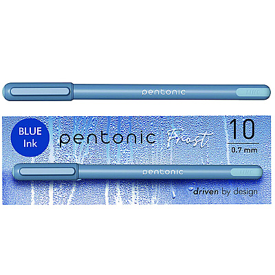 TOPS PENTONIC Frost Pen, Stick, Fine 0.7 mm, Blue Ink, Frosted Blue Barrel, 10/Pack (PNT13085)