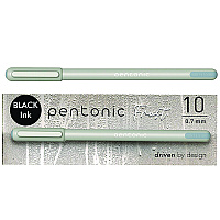 TOPS PENTONIC Frost Pen, Stick, Fine 0.7 mm, Black Ink, Pale Gray Barrel, 10/Pack (PNT13086)