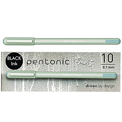 TOPS PENTONIC Frost Pen, Stick, Fine 0.7 mm, Black Ink, Pale Gray Barrel, 10/Pack (PNT13086)