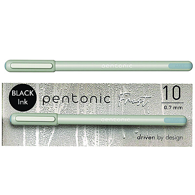 TOPS PENTONIC Frost Pen, Stick, Fine 0.7 mm, Black Ink, Pale Gray Barrel, 10/Pack (PNT13086)