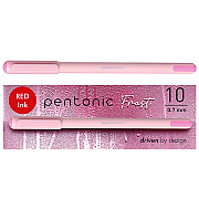 TOPS PENTONIC Frost Pen, Stick, Fine 0.7 mm, Red Ink, Pale Pink Barrel, 10/Pack (PNT13087)