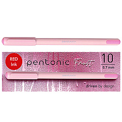 TOPS PENTONIC Frost Pen, Stick, Fine 0.7 mm, Red Ink, Pale Pink Barrel, 10/Pack (PNT13087)