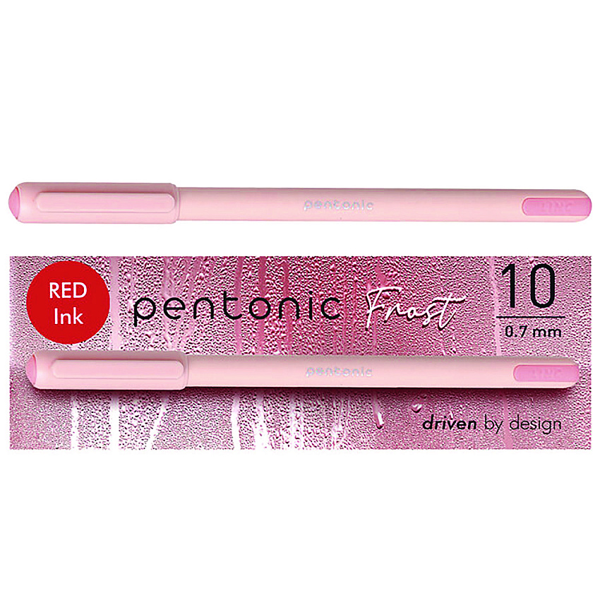 TOPS PENTONIC Frost Pen, Stick, Fine 0.7 mm, Red Ink, Pale Pink Barrel, 10/Pack (PNT13087)