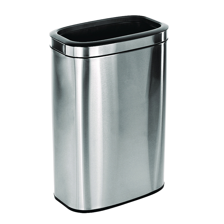 Alpine Stainless Steel Rectangular Liner Open Top Trash Can, 10.5 gal, Brushed Stainless Steel (ALHALP47040L)