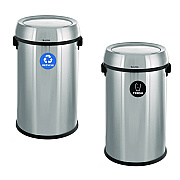 Alpine 17 Gallon Stainless Steel Indoor Recycling Receptacle and Trash Station Swivel Lids (ALHALP47065L1RT)