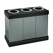Alpine 28 Gal. Indoor Trash Cans and Recycling Bins, Corrugated Polypropylene, Gray, 3 Bin (ALHALP47103BLK)