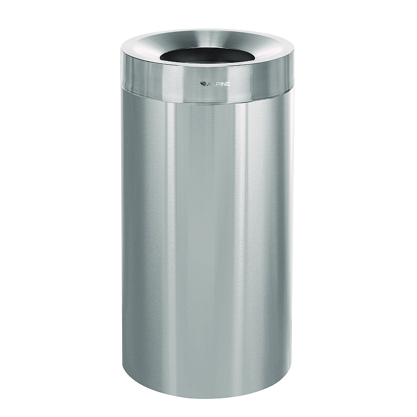 Alpine 27 Gallon Stainless Steel Commercial Indoor Trash Can, Brushed Stainless Steel (ALHALP47527)