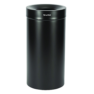 Alpine 27 Gallon Stainless Steel Commercial Indoor Trash Can, Black (ALHALP47527BLK)