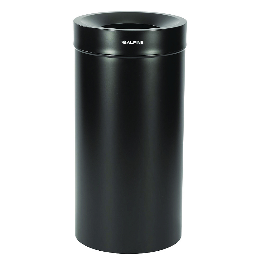 Alpine 27 Gallon Stainless Steel Commercial Indoor Trash Can, Black (ALHALP47527BLK)
