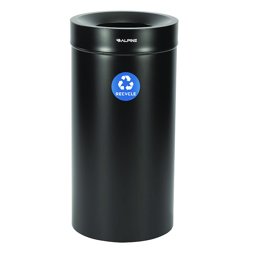 Alpine 27 Gallon Stainless Steel Recycling Can, Black (ALHALP47527BLKR)