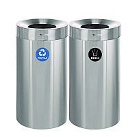 Alpine 27 Gallon Stainless Steel Recycling Can and Trash Receptacle, Brushed Stainless Steel (ALHALP47527RT)