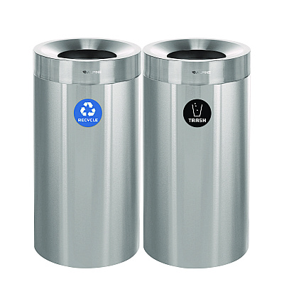 Alpine 27 Gallon Stainless Steel Recycling Can and Trash Receptacle, Brushed Stainless Steel (ALHALP47527RT)