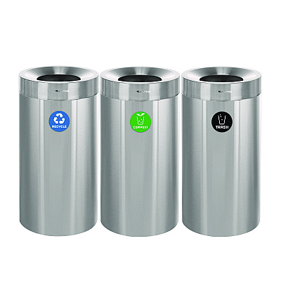 Alpine 27 Gallon Stainless Steel Compost Bin, Recycling Can and Trash Receptacle, Brushed Stainless Steel (ALHALP47527RTCO)