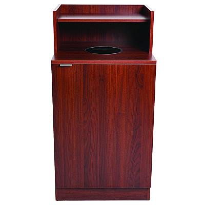 Alpine 32 Gallon Wooden Enclosed Waste Receptacle with Drop Hole, Mahogany (ALHALP476DHMA)
