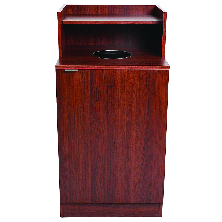 Alpine 32 Gallon Wooden Enclosed Waste Receptacle with Drop Hole, Mahogany (ALHALP476DHMA)