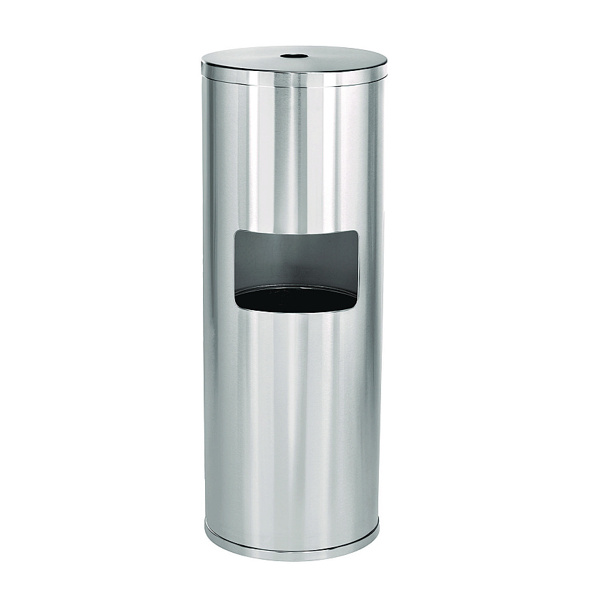 Alpine Stainless Steel 7 Gal Trash Can with Gym Disinfecting Wipes Dispenser (ALHALP4777)