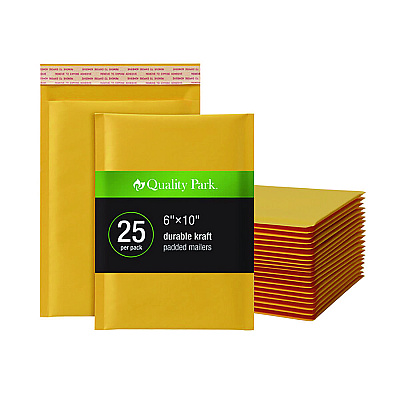 Quality Park Kraft Bubble Mailers, #0, Barrier Bubble Cushion, Redi-Seal Adhesive Closure, 6 x 9, Brown Kraft, 25/Pack (QUA95001)