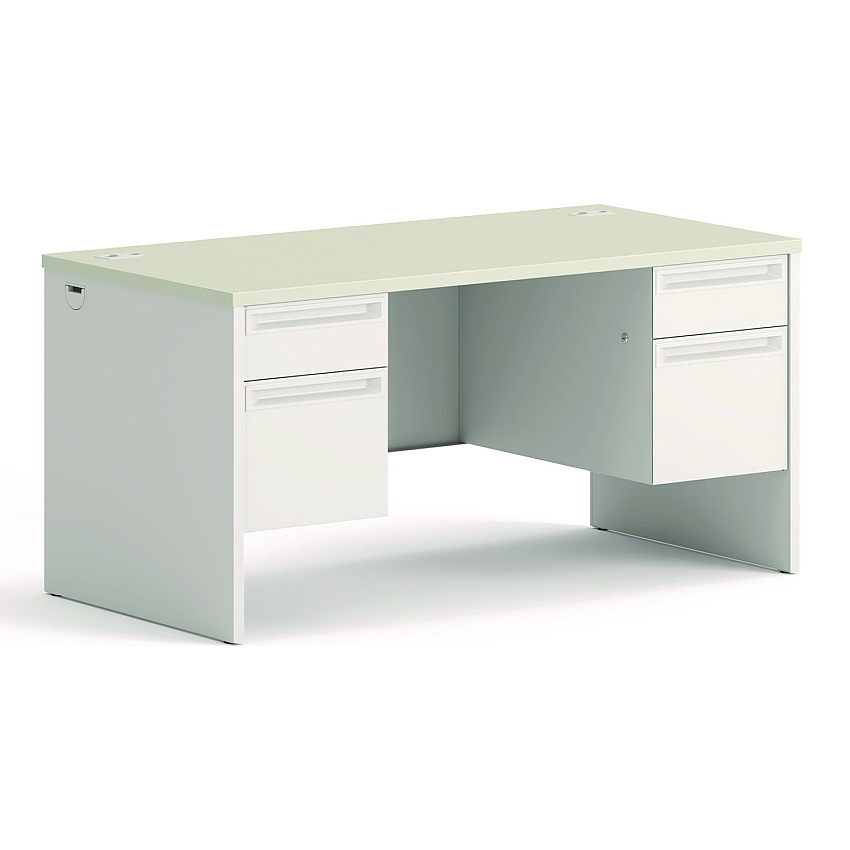 HON 38000 Series Double Pedestal Desk, 60" x 30" x 30", Light Gray/Silver (HON38155B9Q)