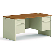 HON 38000 Series Double Pedestal Desk, 60" x 30" x 29.5", Harvest/Putty (HON38155CL)