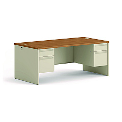 HON 38000 Series Double Pedestal Desk, 72" x 36" x 29.5", Harvest/Putty (HON38180CL)
