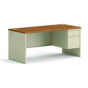 HON 38000 Series Right Pedestal Desk, 66" x 30" x 29.5", Harvest/Putty (HON38291RCL)