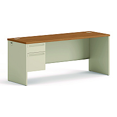 HON 38000 Series Left Pedestal Credenza, 72w x 24d x 29.5h, Harvest/Putty (HON38855LCL)