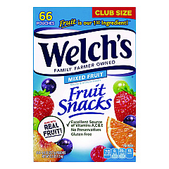 Welch's Fruit Snacks, Mixed Fruit, 0.8 oz Pouch, 66 Pouches/Box (GRR20900320)
