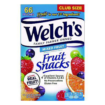 Welch's Fruit Snacks, Mixed Fruit, 0.8 oz Pouch, 66 Pouches/Box (GRR20900320)