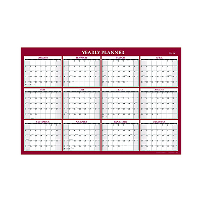 Blue Sky Classic Red Laminated Erasable Wall Calendar, 48 x 32, White/Red/Gray Sheets, 12-Month (Jan to Dec): 2026 (100034)