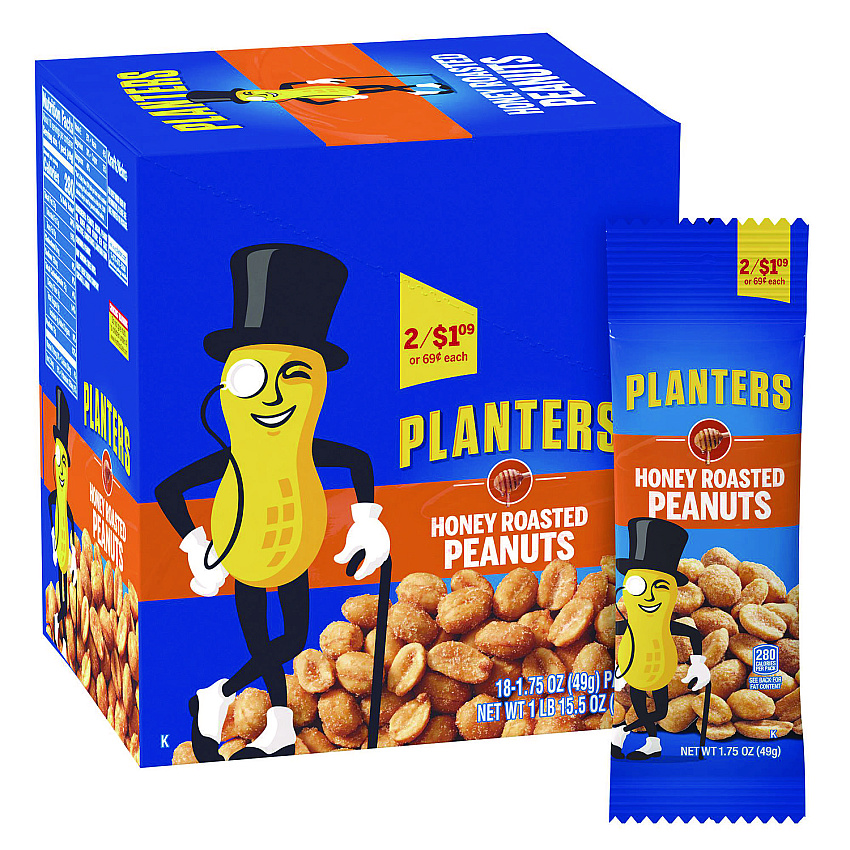 Planters Honey Roasted Peanuts, 1.75 oz Tube, 18/Box (GRR20900625)