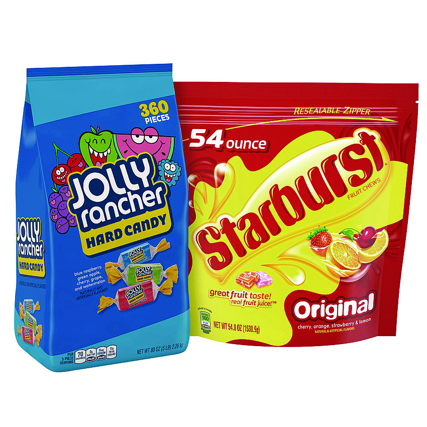 National Brand Chewy and Hard Candy Party Asst, Jolly Rancher/Starburst, 8.5 lbs Total, 2 Bag Bundle (GRR600B0003)