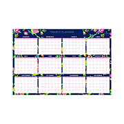 Blue Sky Day Designer Peyton Laminated Erasable Wall Calendar, Floral Artwork, 36 x 24, White/Navy Sheets, 12-Month (Jan to Dec): 2026 (103632)