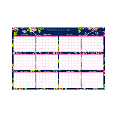 Blue Sky Day Designer Peyton Laminated Erasable Wall Calendar, Floral Artwork, 36 x 24, White/Navy Sheets, 12-Month (Jan to Dec): 2026 (103632)