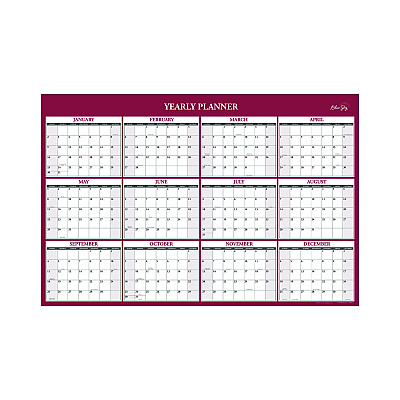 Blue Sky Classic Red Laminated Erasable Wall Calendar, 36 x 24, White/Red/Gray Sheets, 12-Month (Jan to Dec): 2026 (116054)