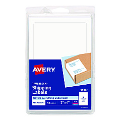 Avery Shipping Labels with TrueBlock Technology, Inkjet/Laser Printers, 4 x 3, White, 2/Sheet, 20 Sheets/Pack (AVE05286)