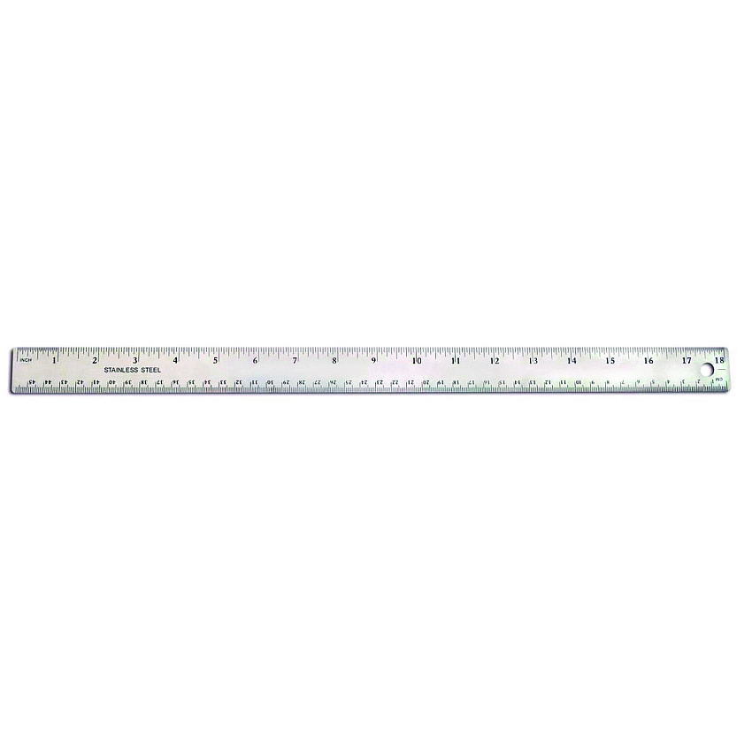 TPG Creations Stainless Steel Ruler, Standard/Metric, 18" Long, Silver, 36/Carton (TPG15836)
