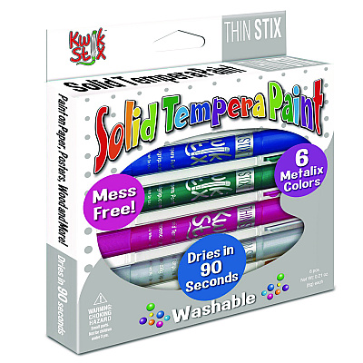 TPG Creations Thin Stix Tempera Paint Set, 6 Assorted Metallic Colors, 6/Set, 24 Sets/Carton (TPG61924)