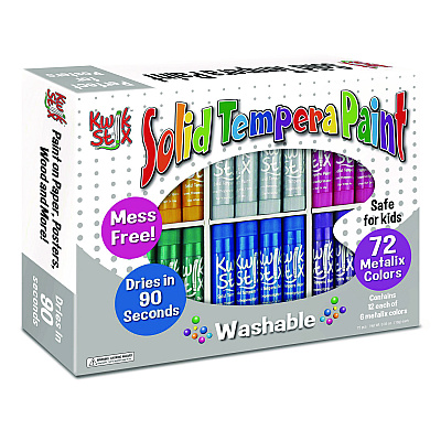 TPG Creations Kwik Stick Tempera Paint, 3.5", Assorted Metallic Colors, 72/Pack, 3 Packs/Carton (TPG62903)
