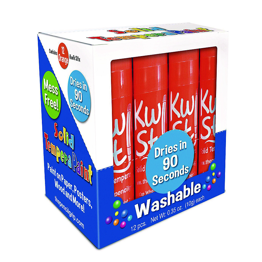 TPG Creations Kwik Stix Single Color Pack, 0.7" x 3.5", Orange, 12/Pack, 12 Packs/Carton (TPG6008012)
