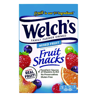 Welch's Fruit Snacks, Mixed Fruit, 0.9 oz Pouch, 40/Box (WELPIM94068)