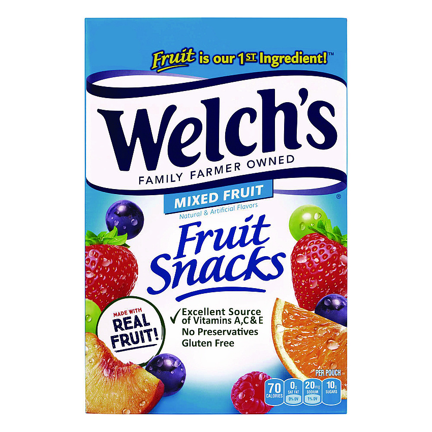 Welch's Fruit Snacks, Mixed Fruit, 0.9 oz Pouch, 40/Box (WELPIM94068)