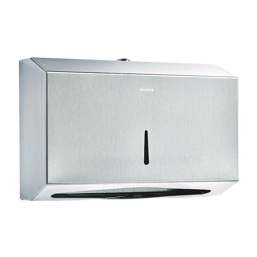 Alpine Horizontal C-Fold/Multi-Fold Paper Towel Dispenser, 7.08 x 3.93 x 10.82, Brushed Nickel (ALHALP481S)